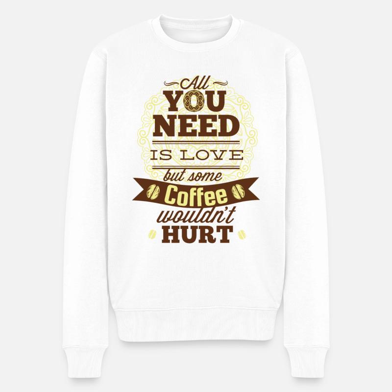 Some Love and Coffee - Männer Premium Bio Pullover - Weiß