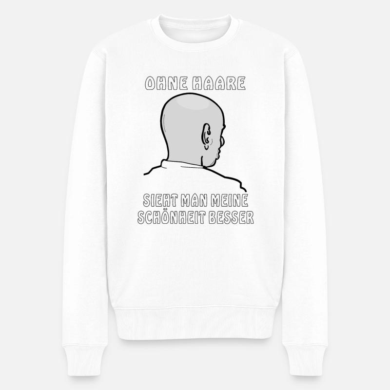 GLATZE OHNE HAARE SCHÖNHEIT - Männer Premium Bio Pullover - Weiß