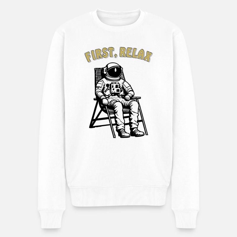 ASTRONAUTE D’ABORD, DÉTENDEZ-VOUS - Pull Premium bio Homme - blanc