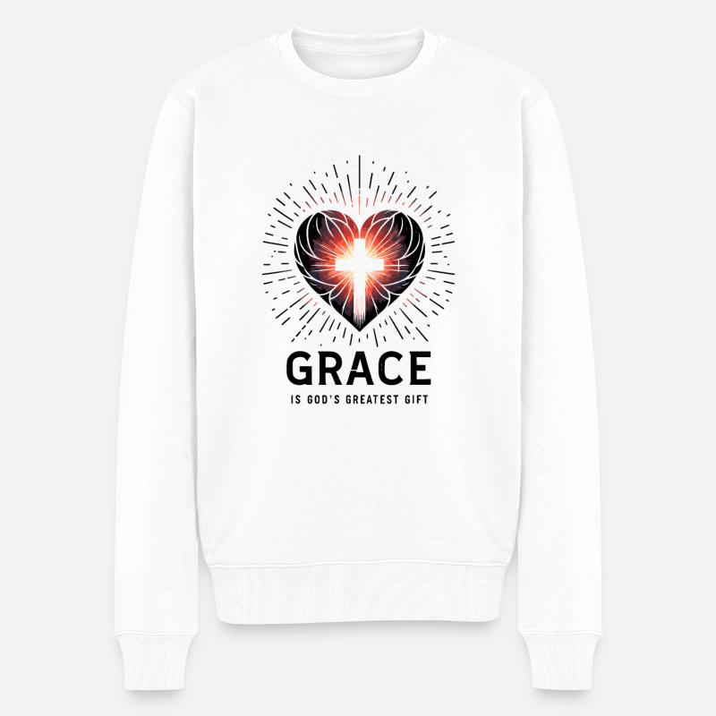 Gnade ist Gottes größtes Geschenk - Männer Premium Bio Pullover - Weiß