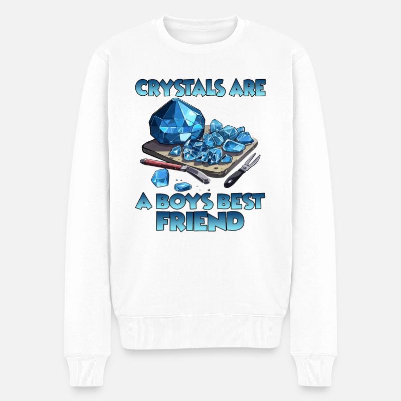 GemStoneCrafts Cadeaux de cristaux enchantés - Pull Premium bio Homme - blanc