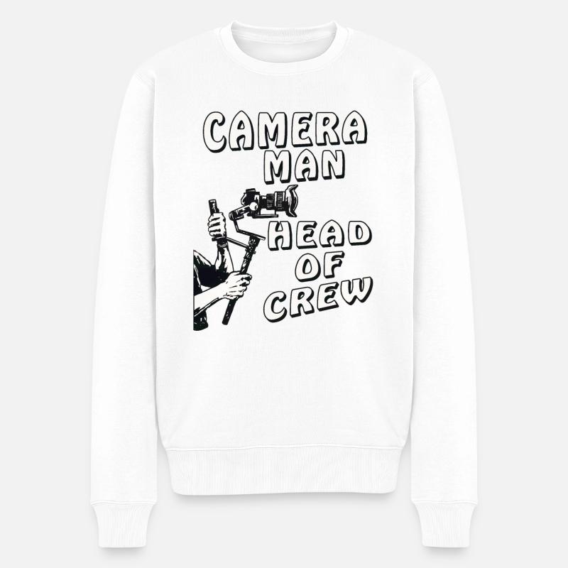 CAMERA MAN HEAD OF CREW - Männer Premium Bio Pullover - Weiß