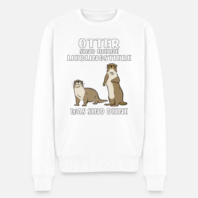 OTTER SIND MEINE LIEBLINGSTIERE - Männer Premium Bio Pullover - Weiß