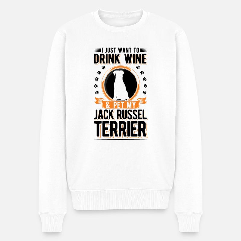 Jack Russell Terrier et vin - Pull Premium bio Homme - blanc