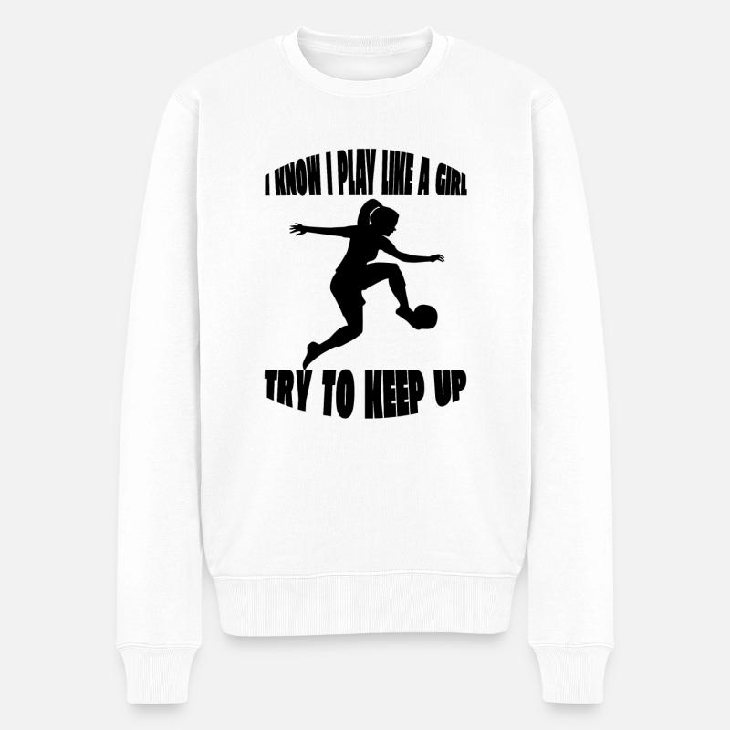 Fußballmannschaft Fußballspieler Fußballdesign - Männer Premium Bio Pullover - Weiß
