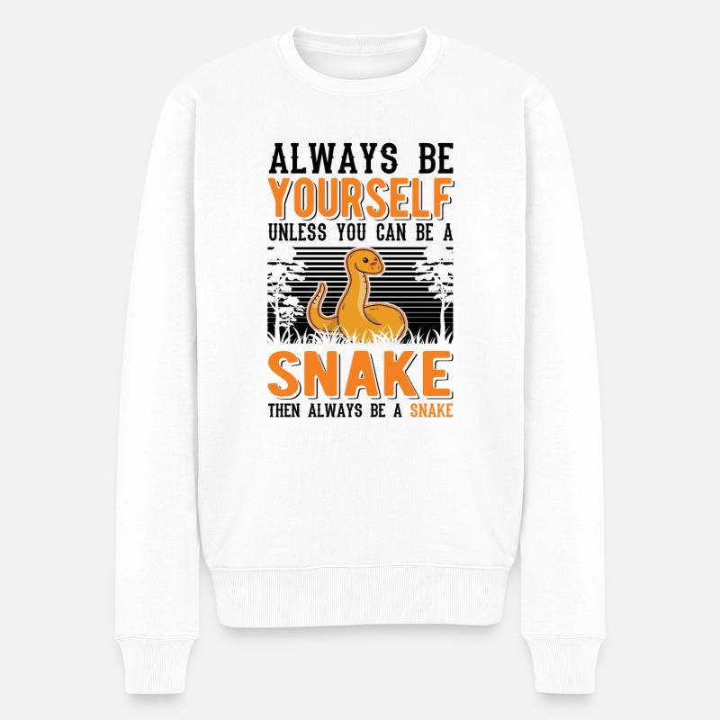 Always Be Yourself Snake Schlange - Männer Premium Bio Pullover - Weiß