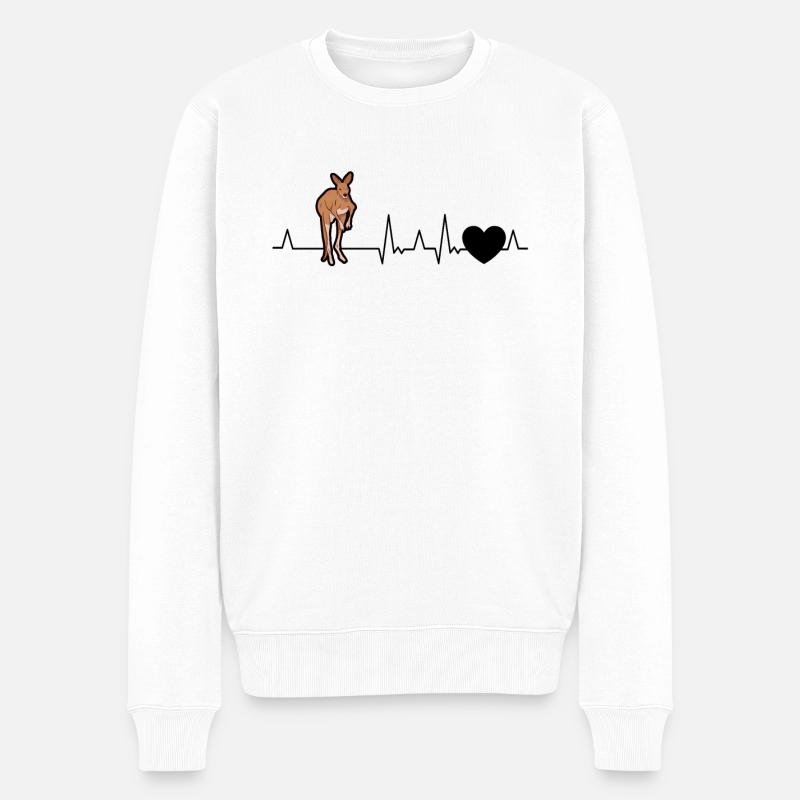 Känguru Herzschlag Australien - Männer Premium Bio Pullover - Weiß