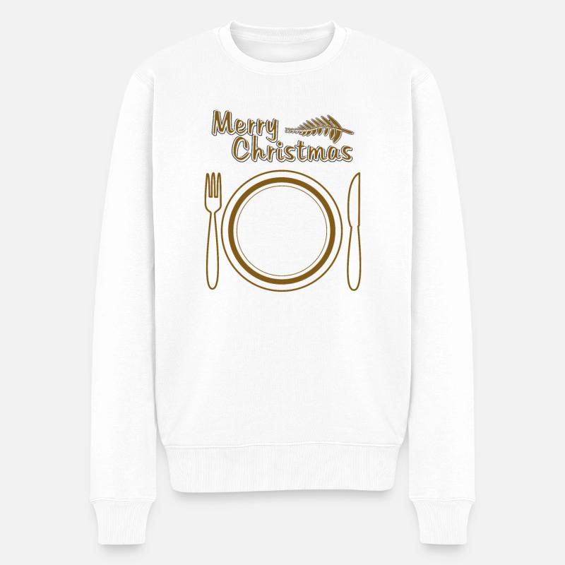 ASSIETTES COUVERTS JOYEUX NOËL - Pull Premium bio Homme - blanc
