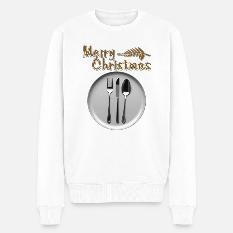 ASSIETTE COUVERTS JOYEUX NOËL - Pull Premium bio Homme - blanc