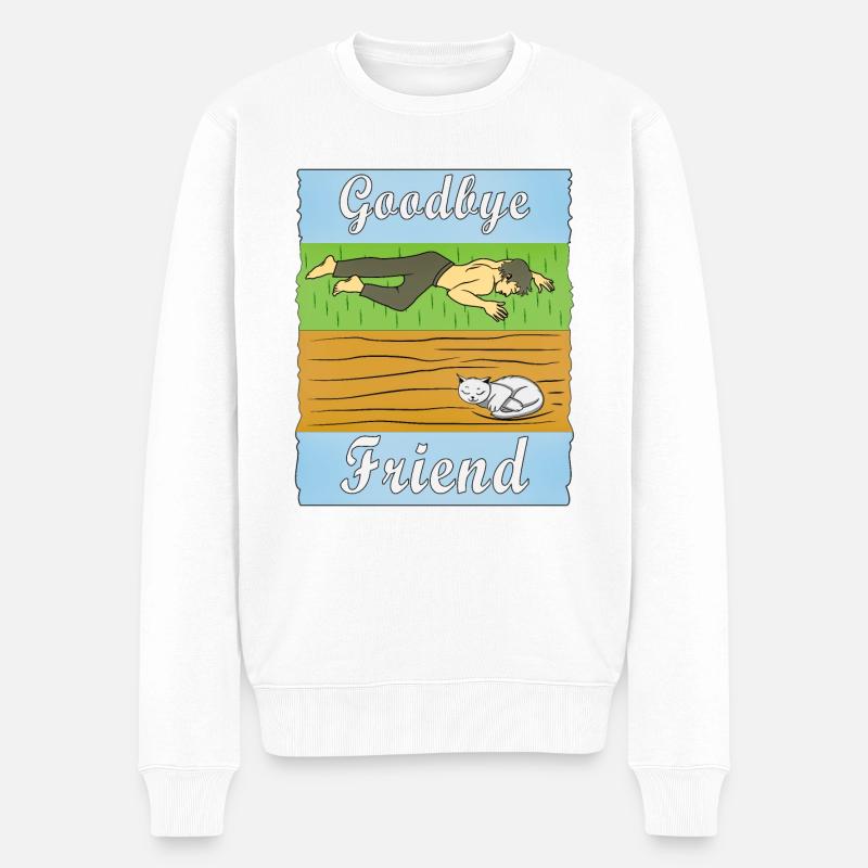 HUMAIN, TRISTE, CHAT - Pull Premium bio Homme - blanc