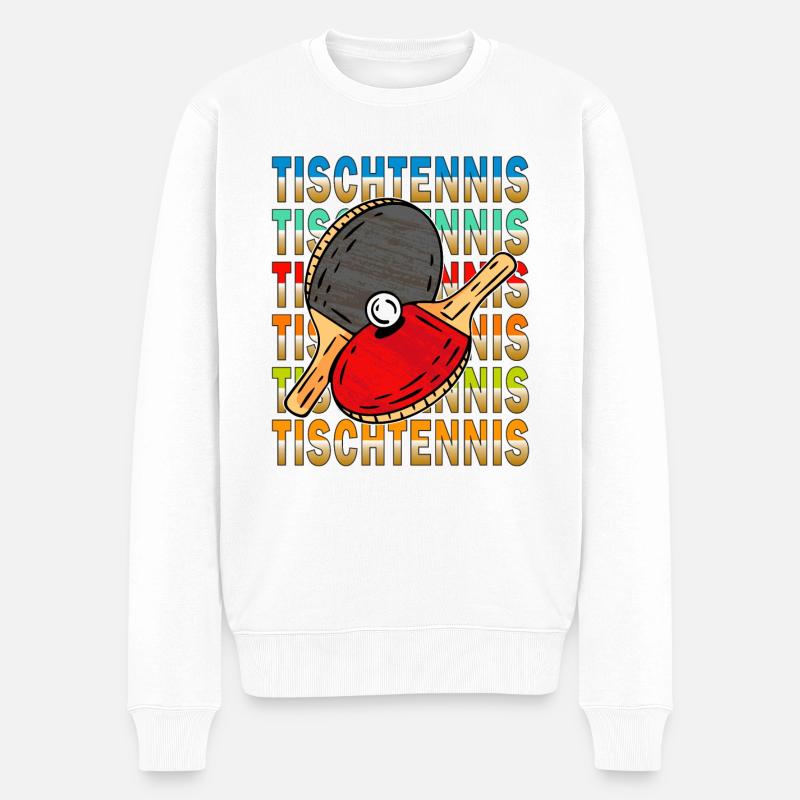 TISCHTENNIS - Männer Premium Bio Pullover - Weiß