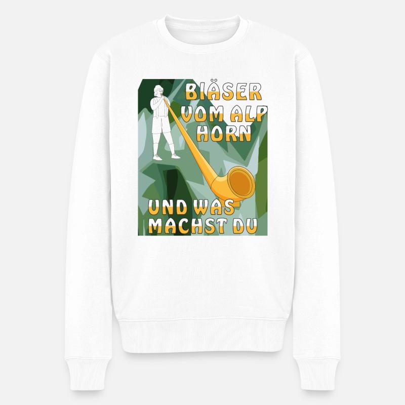 BLÄSER VOM ALPHORN - Männer Premium Bio Pullover - Weiß