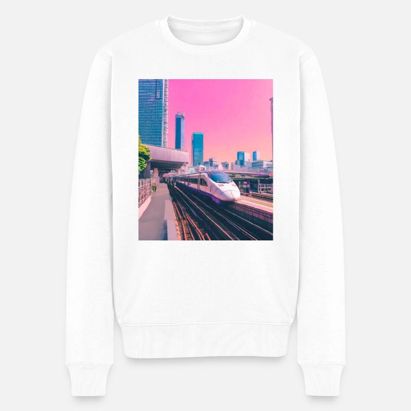 Train Tokyo - Pull Premium bio Homme - blanc