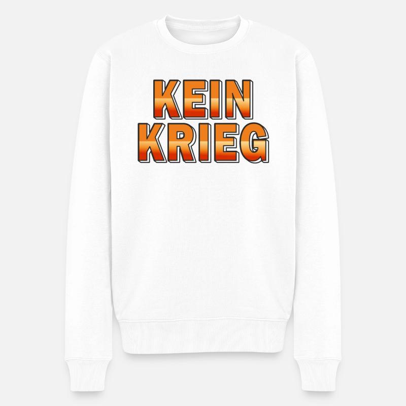 KEIN KRIEG - Männer Premium Bio Pullover - Weiß