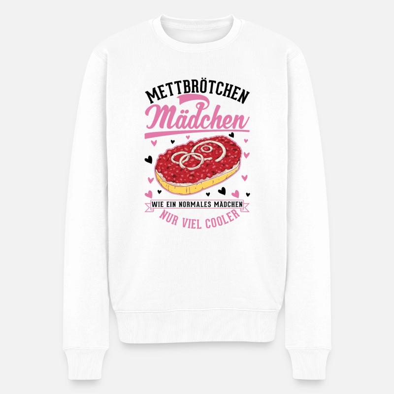 Mettbrötchen Mädchen Mett Hackepeter - Männer Premium Bio Pullover - Weiß