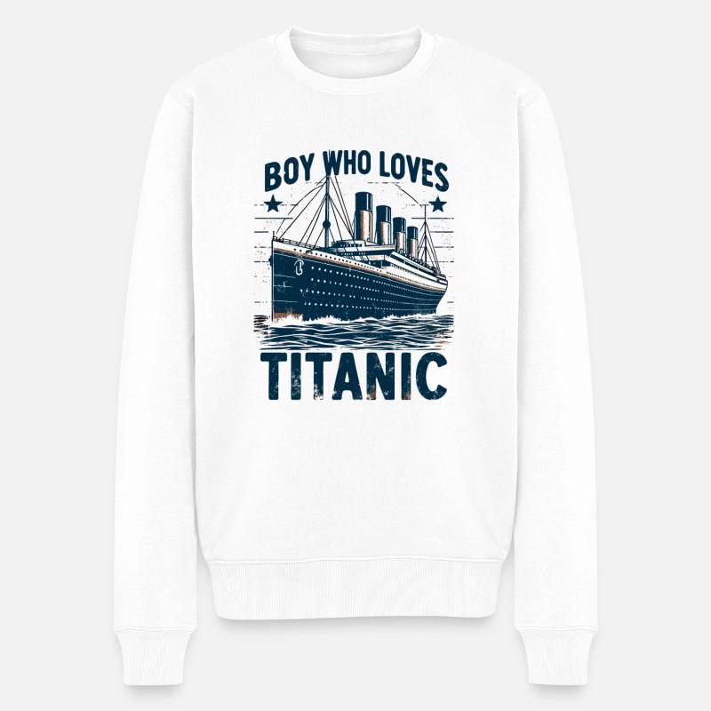 Titanic Ship Boys, die die RMS Titanic einfach lieben - Männer Premium Bio Pullover - Weiß