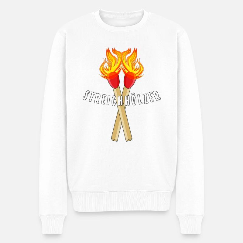 STREICHHÖLZER - Männer Premium Bio Pullover - Weiß
