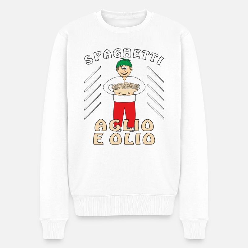 SPAGHETTI AGLIO E OLIO - Männer Premium Bio Pullover - Weiß