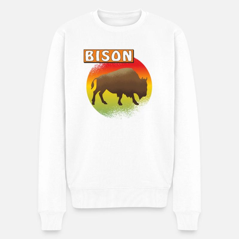 BISON - Männer Premium Bio Pullover - Weiß