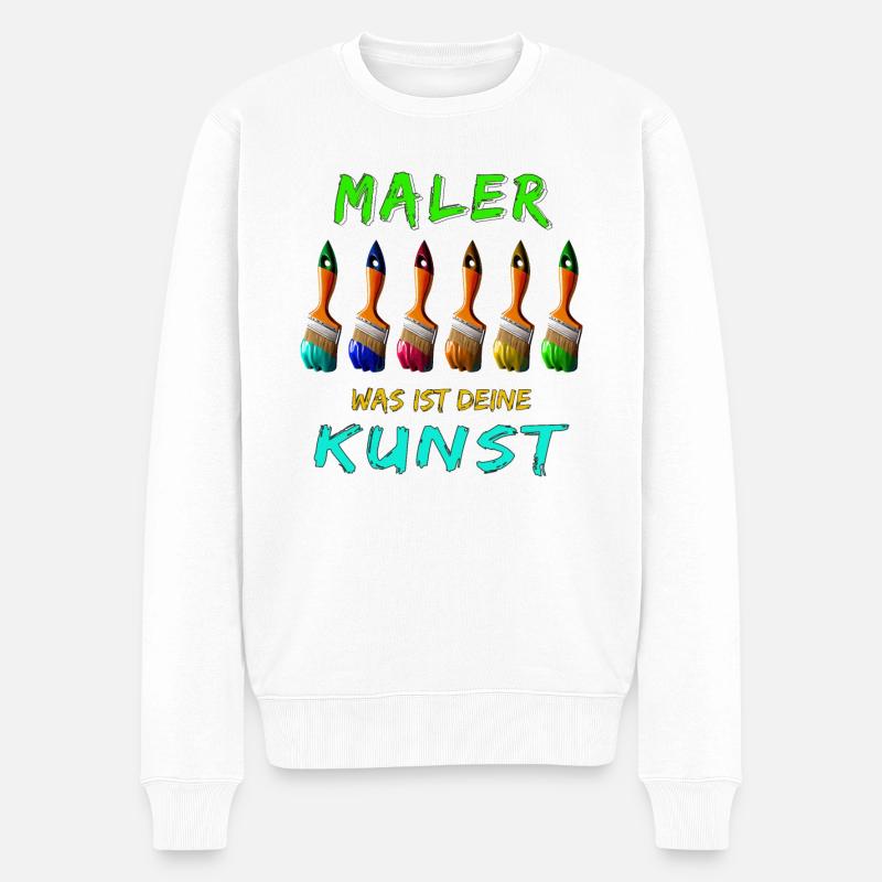 MALER PINSEL WAS IST DEINE KUNST - Männer Premium Bio Pullover - Weiß