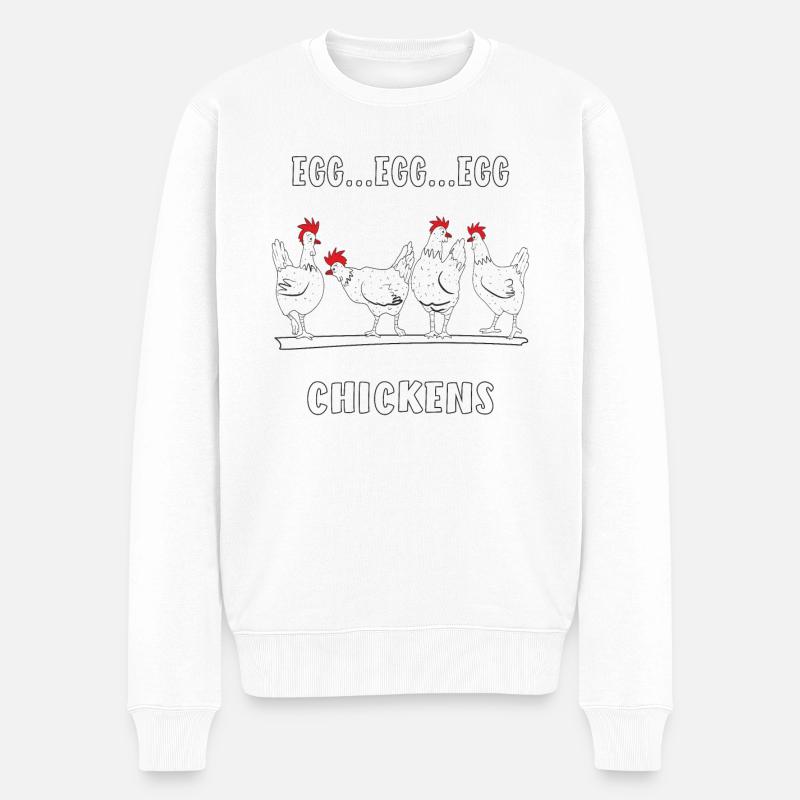 HÜHNER EI CHICKENS - Männer Premium Bio Pullover - Weiß