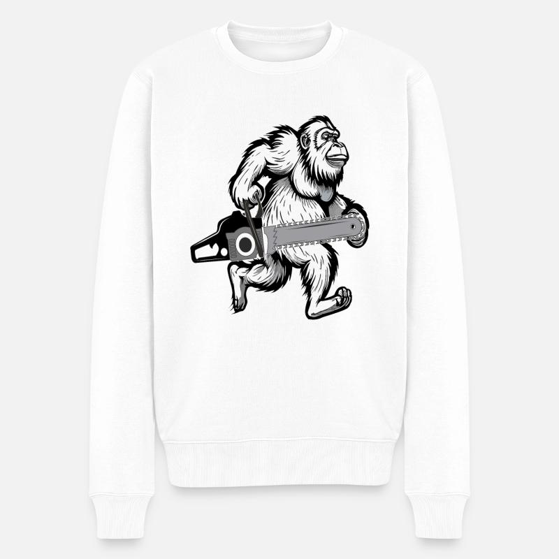 TRONÇONNEUSE BIGFOOT - Pull Premium bio Homme - blanc