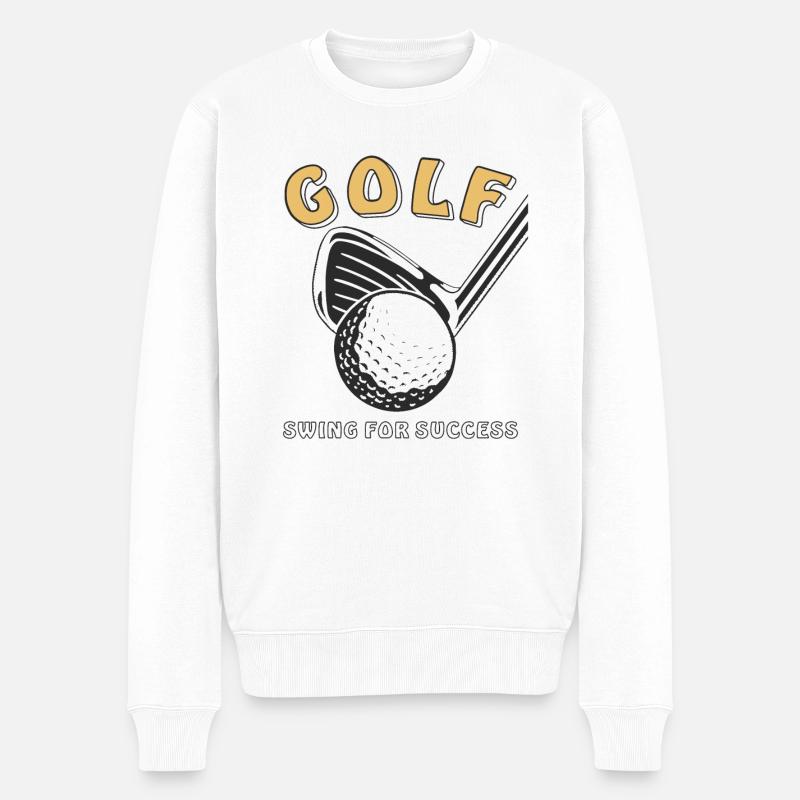 GOLF SWING FOR SUCCESS - Männer Premium Bio Pullover - Weiß