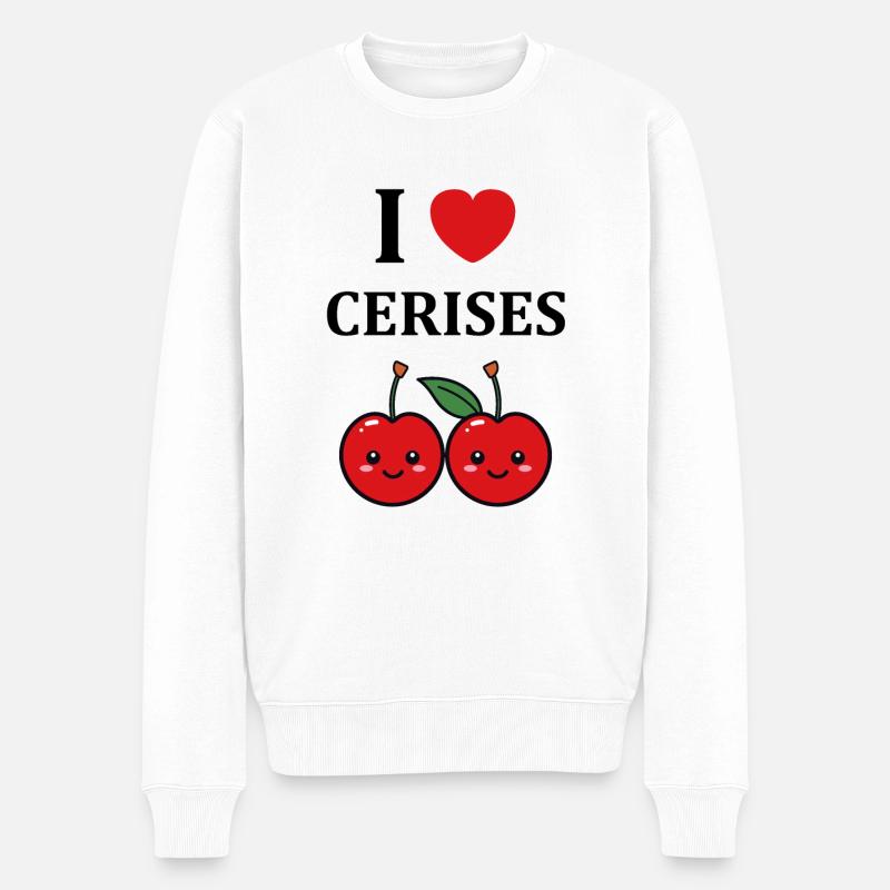 cerises - Pull Premium bio Homme - blanc