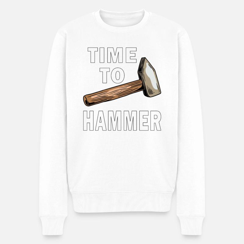 TIME TO HAMMER - Männer Premium Bio Pullover - Weiß
