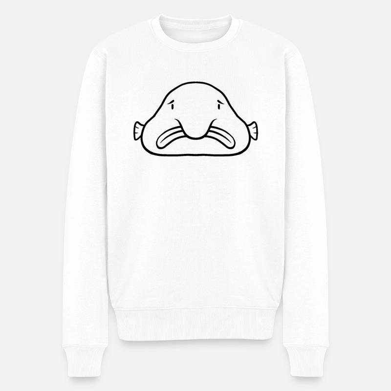 Blobfish dessin au trait - Pull Premium bio Homme - blanc