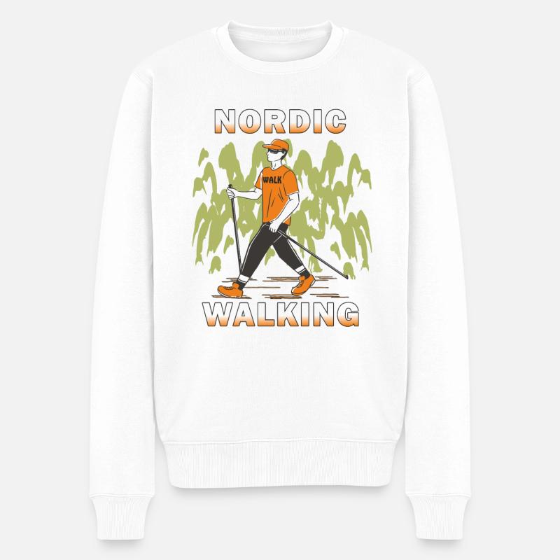 NORDIC WALKING - Männer Premium Bio Pullover - Weiß