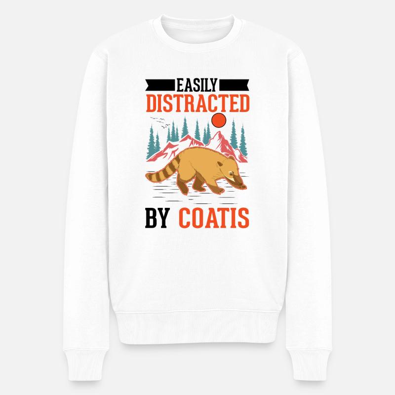 Facilement distrait par Coatis Coati - Pull Premium bio Homme - blanc