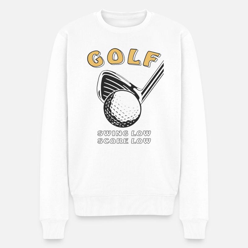 GOLF SWING LOW SCORE LOW - Männer Premium Bio Pullover - Weiß