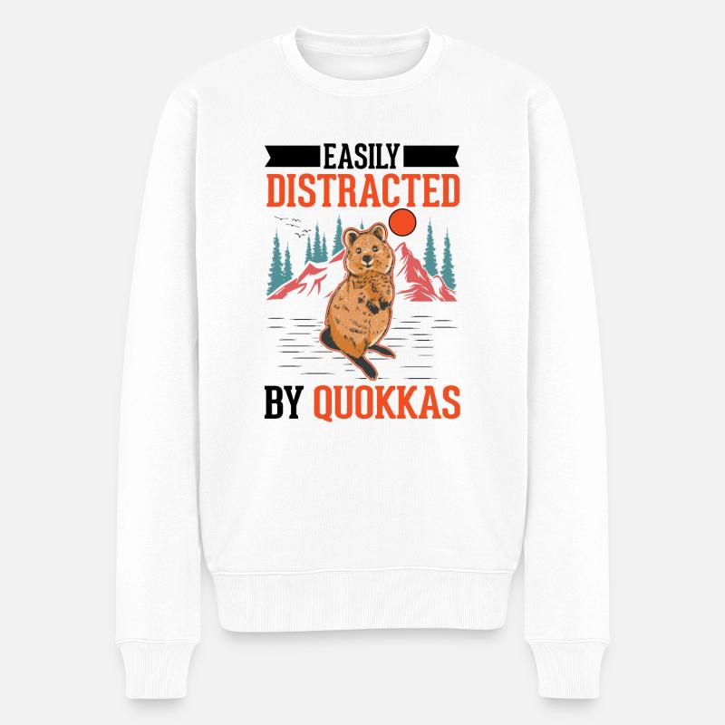 Easily distracted by Quokkas - Männer Premium Bio Pullover - Weiß