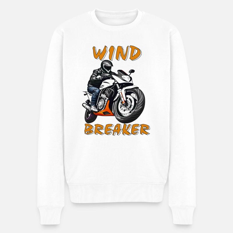 MOTORRAD WINDBREAKER - Männer Premium Bio Pullover - Weiß