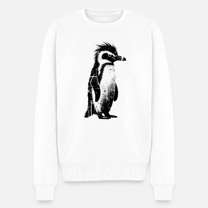 Ausgefallenes Pinguin-Liebhaber-Geschenk im urbanen Grunge-Stil - Männer Premium Bio Pullover - Weiß