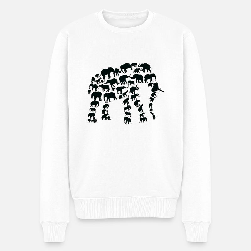 Éléphant Faune Afrique Éléphant Silhouette - Pull Premium bio Homme - blanc