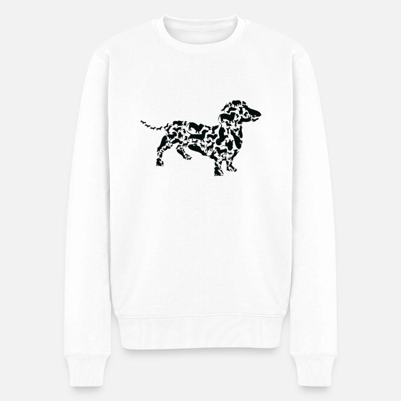 Dackel Hund Dackel Mama Dackel Papa - Männer Premium Bio Pullover - Weiß
