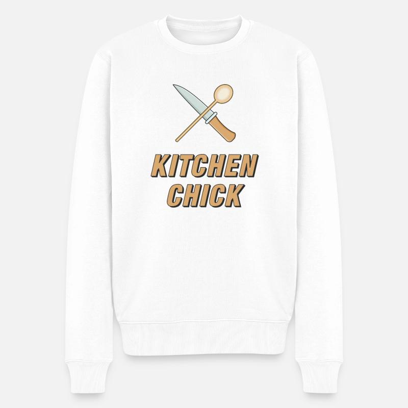 KITCHEN CHICK - Männer Premium Bio Pullover - Weiß