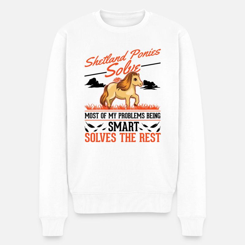 Shetland Pony Geschenk Shetty - Männer Premium Bio Pullover - Weiß