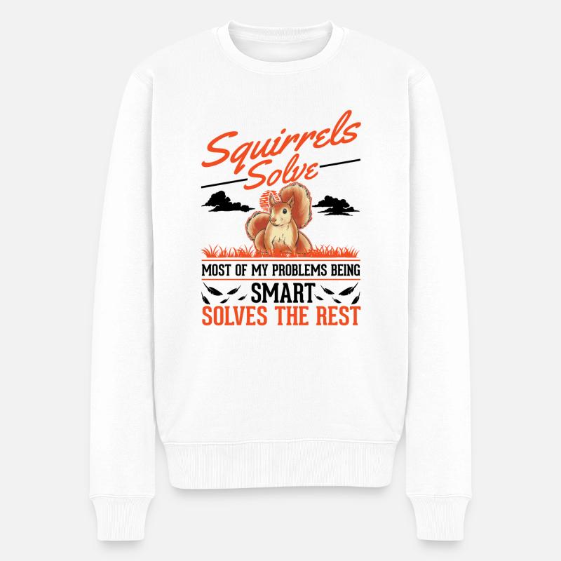 Eichhörnchen Geschenk Grauhörnchen Squirrel - Männer Premium Bio Pullover - Weiß