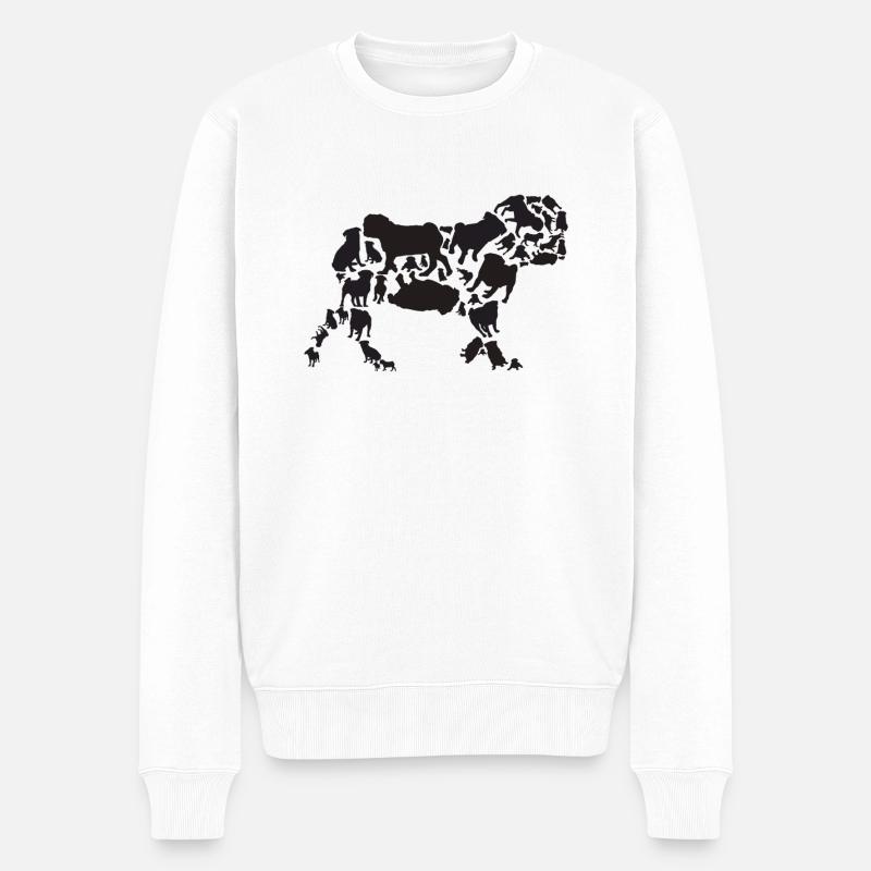 Mops Hund Mama Mops Papa - Männer Premium Bio Pullover - Weiß