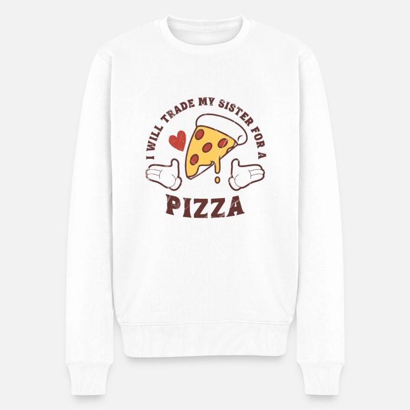 Échange de pizzas - Pull Premium bio Homme - blanc