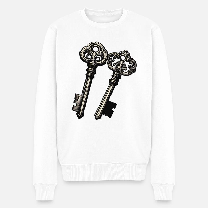 Key / Lock / Locked / Security - Men's Premium Organic Jumper - white