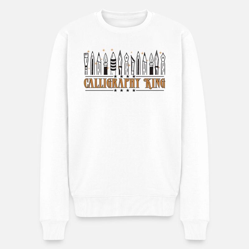 Kalligraphie König - Männer Premium Bio Pullover - Weiß