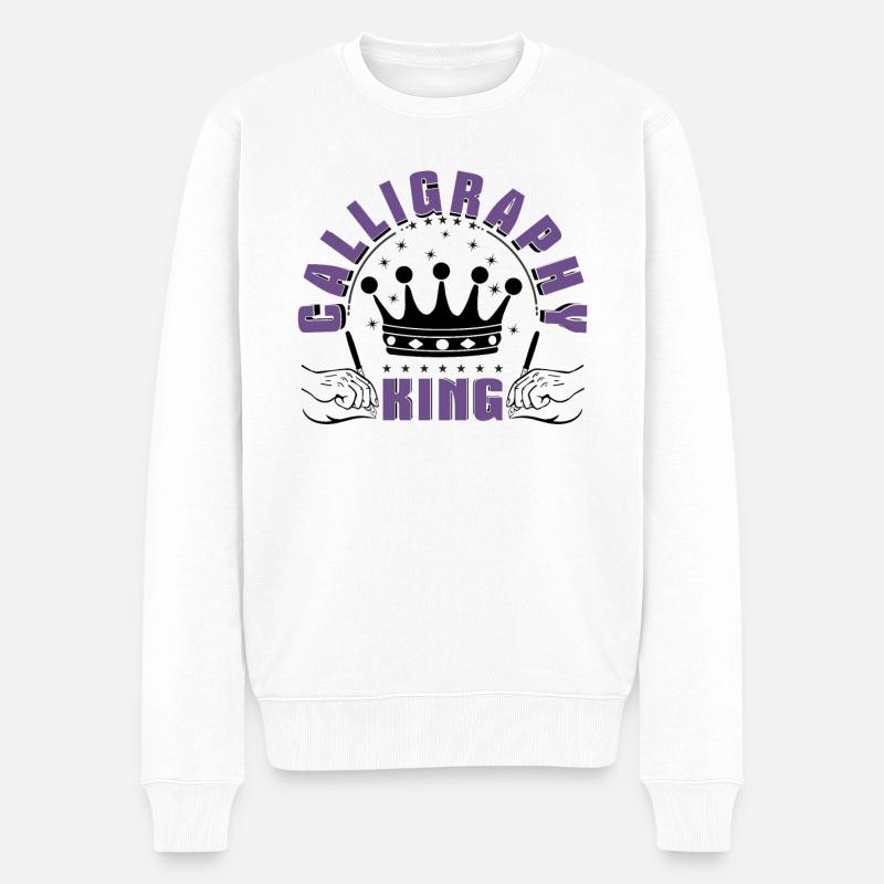 Kalligraphie König - Männer Premium Bio Pullover - Weiß