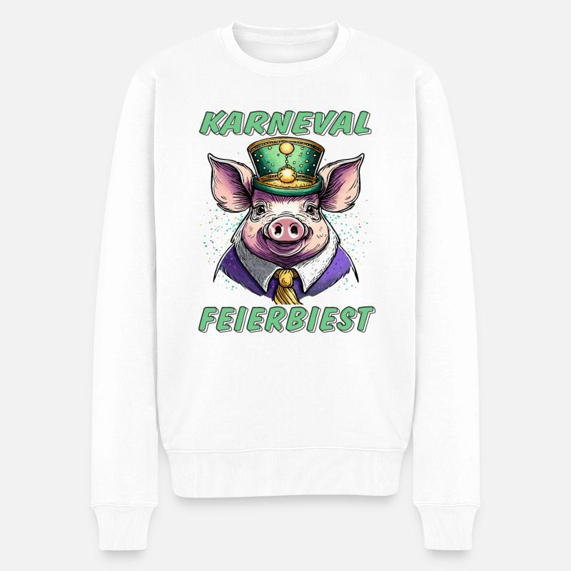 Cochon Carnaval PARTY BEAST - Pull Premium bio Homme - blanc