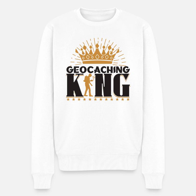 Geocaching-König - Männer Premium Bio Pullover - Weiß
