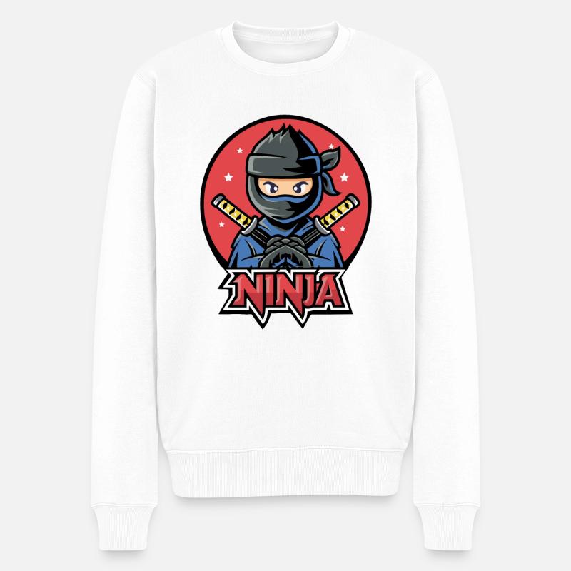 Ninja - Männer Premium Bio Pullover - Weiß