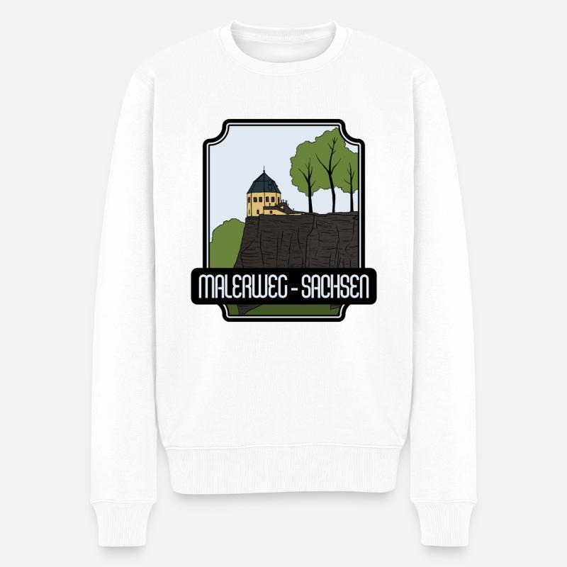 Malerweg - Sachsen - Männer Premium Bio Pullover - Weiß